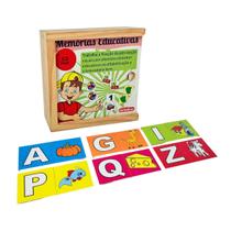 Memória Educativa Figuras e Letras Jogo Pedagógico Alfabetização Brinquedo Educativo MDF Carimbras 3 anos