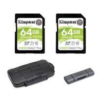 Memoria Flash KODAK Kingston 64GB SDHC Paquete con Estuche y Lector