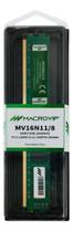 Memória Macrovip 8gb 1600mhz Ddr3 Cl11 Mv16n11/8 Memória Macrovip 8gb 1600mhz Ddr3 Cl11 Mv16n11/8