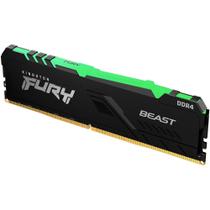 Memória RAM Kingston Fury Beast RGB 8GB (1x8GB) DDR4 3200MHz, CL16, 1.35V XMP 2.0, Preto, KF432C16BBA/8 Memória RAM Kingston Fury Beast RGB 8GB (1x8GB) DDR4 3200MHz, CL16, 1.35V XMP 2.0, Preto, KF432C16BBA/8