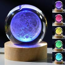 Memorial precioso Moon Crystal Ball com luz LED colorida