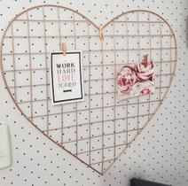 Memory board modelo coração rose cobreado com mini prendedores