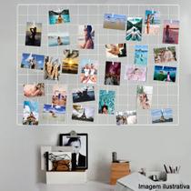 Memory Board Painel de Fotos de Tela Aramada 60x80 Branco + Prendedores e Clipes