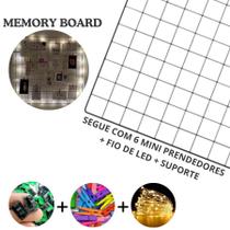 Memory Board para Fotos e Recados Com Mini Prendedores + Led e suporte