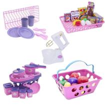 Menina Brinquedo Cozinha Louça Panela Cesta Comida 44 Peças Menina Brinquedo Cozinha Louça Panela Cesta Comida 44 Peças