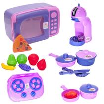 Menina Cozinha Infantil Eletro Jogo Panela Microondas 18pç Menina Cozinha Infantil Eletro Jogo Panela Microondas 18pç