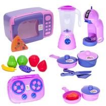 Menina Cozinha Infantil Eletro Jogo Panela Microondas 19pç Menina Cozinha Infantil Eletro Jogo Panela Microondas 19pç