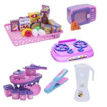 Menina Cozinha Infantil Eletro Panelas Mercado Chapinha 26pç Menina Cozinha Infantil Eletro Panelas Mercado Chapinha 26pç