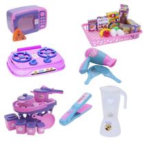 Menina Cozinha Infantil Eletro Panelas Mercado Chapinha 29pç