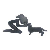 Menina E Salsicha Cachorro Pet Decoração 3D