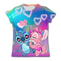 Meninas 3-4 Anos Disney Stitch Verão Camisetas Bonito Dos Desenhos Animados Manga Curta Secagem