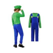 Meninas Adulto Encanador Bros Cosplay Traje Engraçado Halloween Carnaval Roupa Macacão Chapéu Bigode