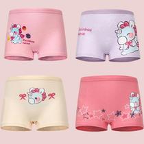 Meninas Algodão Dos Desenhos Animados Unicórnio Calcinha 4 Pacote Respirável Crianças Boxer Roupa