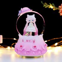 Meninas Bola De Cristal Caixa Música Cor Romântica Luz Neve Criativa Casa Decoração Desktop