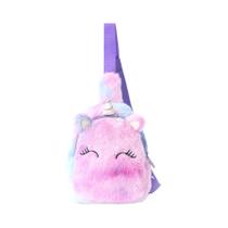 Meninas Bonito Dos Desenhos Animados De Pelúcia Unicórnio Crianças Saco Peito Colorido Crossbody