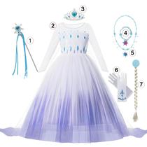 Meninas Branco Lantejoulas Malha Elsa Anna Vestido De Princesa Congelado Neve Rainha Vestido De