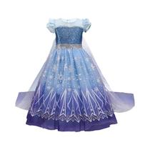 Meninas Disney Elsa Princesa Traje Crianças Congeladas Neve Rainha Lantejoulas Cosplay Vestido De