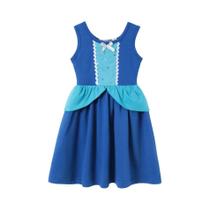 Meninas Disney Princesa Elsa Anna Ariel Rapunzel Algodão Casual Vestido De Verão Roupas Infantis