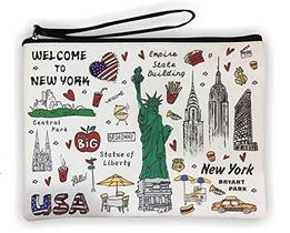 Meninas e mulheres grande moda bonito Nova York lembrança zíper bolsa de viagem cosméticos saco de mão bolsa de maquiagem (JP-330133B)