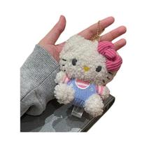 Meninas Hello Kitty Plushies Pingente De Pelúcia Boneca De Cabelo Encaracolado Mochila Charme