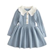 Meninas Inverno Malha Manga Longa Vestido Plissado Lã Princesa Suéter Casual Roupas De Outono