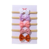 Meninas Mini Fita Arcos Bandana Conjunto 5 Pçs Elástico Náilon Hairbands Bebê Recém-nascido