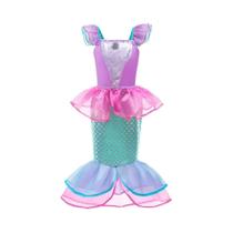 Meninas Pequena Sereia Aurora Ariel Bela Adormecida Pêssego Casamento Rosa Vestido De Princesa