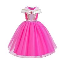 Meninas Pequena Sereia Aurora Ariel Bela Adormecida Pêssego Casamento Rosa Vestido De Princesa