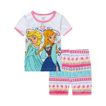 Meninas Verão Algodão Pijamas Conjunto Elsa Minnie Manga Curta Crianças Pijamas Roupas De Dormir Do