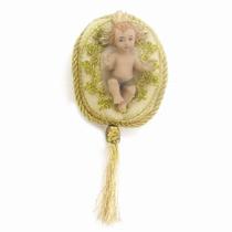 Menino Jesus Na Almofada Dourada 13cm - Enfeite Resina