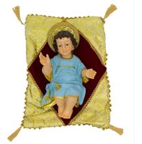 Menino Jesus Roupa Azul Na Almofada 35cm - Enfeite Resina Menino Jesus Roupa Azul Na Almofada 35cm - Enfeite Resina