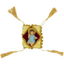 Menino Jesus Roupa Azul Na Almofada 8cm - Enfeite Resina