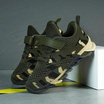 Meninos Camuflagem Primavera Verão Dupla Rede Esportes Lazer Tênis Crianças Sapatos De Camping Na