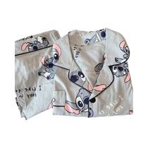 Meninos Meninas Casais Anime Lilo Ponto Pijamas Conjunto Bonito Solto Cardigan De Manga Comprida