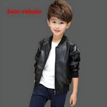 Meninos Outono Inverno Algodão Jaqueta De Couro PU Moda Infantil Veludo Sem Veludo 1-11Y Crianças