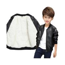 Meninos Outono Inverno Algodão Jaqueta De Couro PU Moda Infantil Veludo Sem Veludo 1-11Y Crianças
