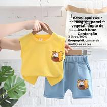 Meninos Verão Dos Desenhos Animados Urso Colete Conjunto Sem Mangas Camisetas Shorts 2 Pçs Esporte