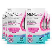 Meno Aliv, 6 Potes, 60 Cápsulas Menopausa, Óleo de Prímula, palma, linhaça, equilíbrio hormonal, ondas de calor, vitamina D E A K