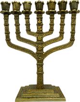Menorá Castiçal Candelabro, Suporte Para 7 Velas Dourado Envelhecido