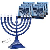 Menorá Elétrica Zion Judaica LED Azul com Alimentação USB Menorá Elétrica Zion Judaica LED Azul com Alimentação USB
