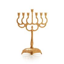 Menorah candelabro judaico folheado a ouro 16 cm - Shemesh