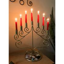 Menorah De Luxo 7 Velas Candelabro Porta Velas Prosperidade para Casa Mesa Menorah De Luxo 7 Velas Candelabro Porta Velas Prosperidade para Casa Mesa