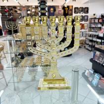 Menorah Folheada a Ouro / Importada de Israel -BRANCO