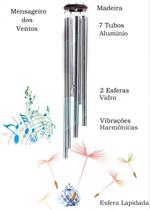 Mensageiro dos Ventos 7 Tubos Aluminio 2 Esferas Multifacetadas Prisma Feng Shui Som Harmônico