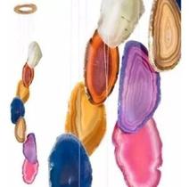 Mensageiro Sino Dos Ventos Móbile Ágata Colorida 7 pedras Mensageiro Sino Dos Ventos Móbile Ágata Colorida 7 pedras
