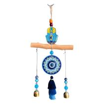 Mensageiro Sino Dos Ventos Móbile Olho Grego Mão Hamsá 33cm