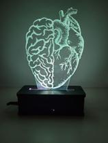 Mente Cérebro Decoração Coração Luminária led 16 cores - Avelar Criações