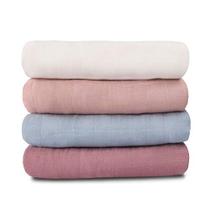 Meracorallo Muslin Swaddle Cobertor Sedoso Suave Recebendo Cobertor Neutro Swaddle Wrap para Baby Boys and Girls, 47 x 47 polegadas, Conjunto de 4 Cores Sólidas (Branco+Azul+Rosa+Roxo)