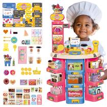 Mercadinho Infantil Brinquedo Com Caixa Registradora Confeitaria Faz de Conta Menino e Menina 62 Peças