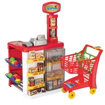 Mercadinho Infantil Caixa Registradora Acessórios Carrinho De Compras Brinquedo Luz e Som - Magic Toys
